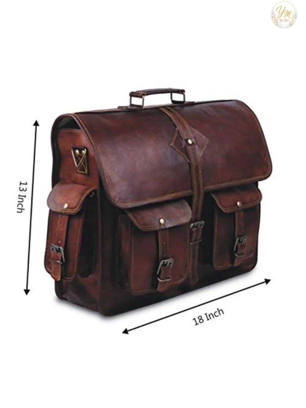 Genuine Leather Large 18 Inch Laptop Messenger Bag for Men with Adjustable Strap